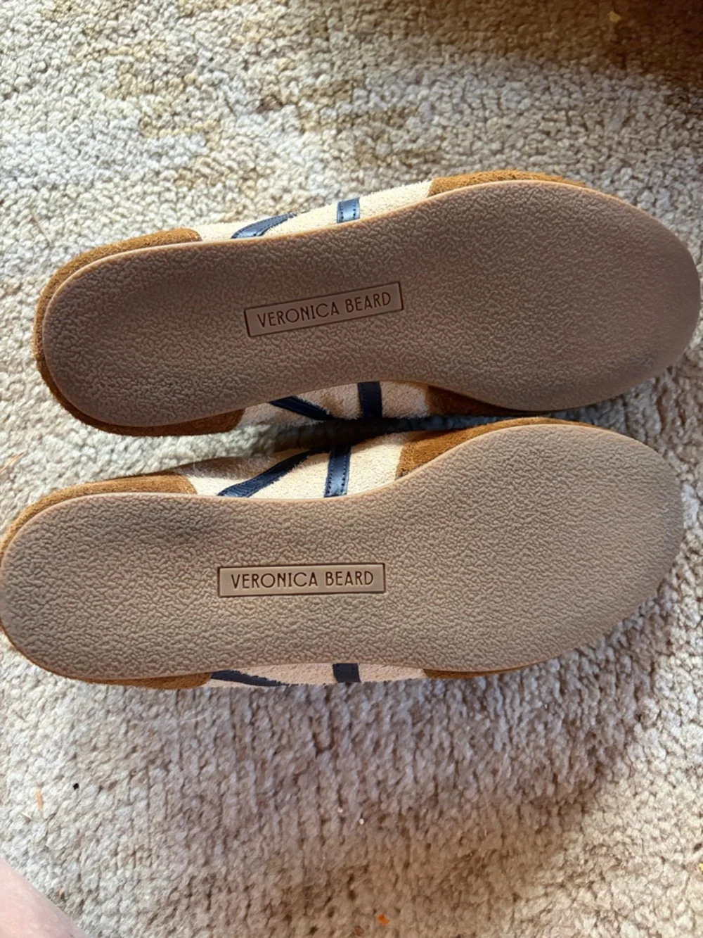 Veronica Beard Beige, Brown & Navy Suede Sneakers